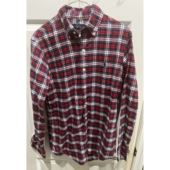 Polo Ralph Lauren Red Flannel Plaid button Up Shirt Mens Size S - Picture 1 of 6